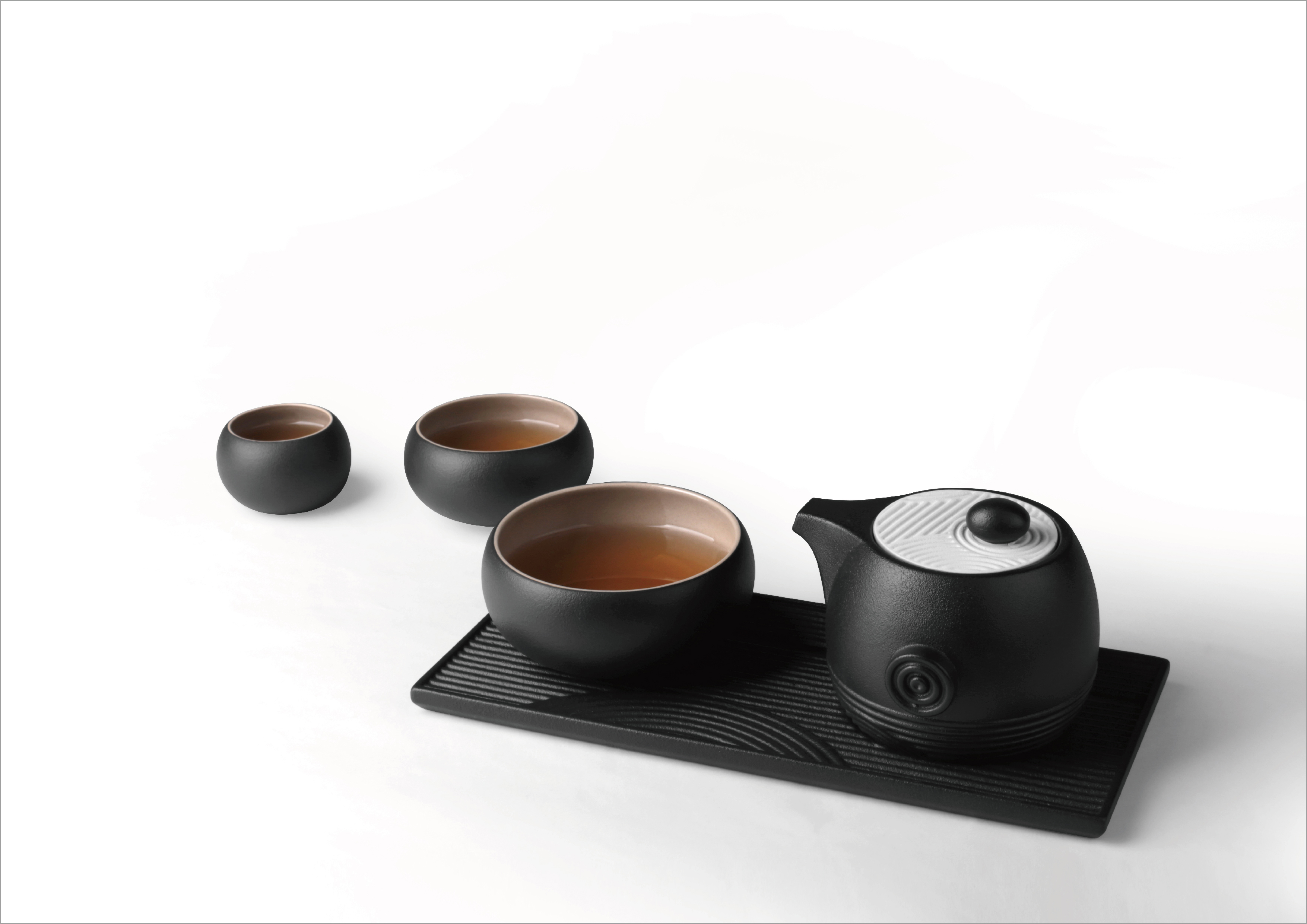 The Swirl-Zen Garden tea set